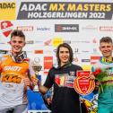 Das Gesamtpodium des ADAC MX Youngster Cup in Holzgerlingen (v.l.): Maximilian Spies, Guillem Farres und Noah Ludwig